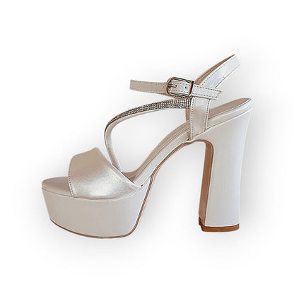 TSSPW 12-13cm Wedding Pearl White Bridal Heel Sandals Double Semelle