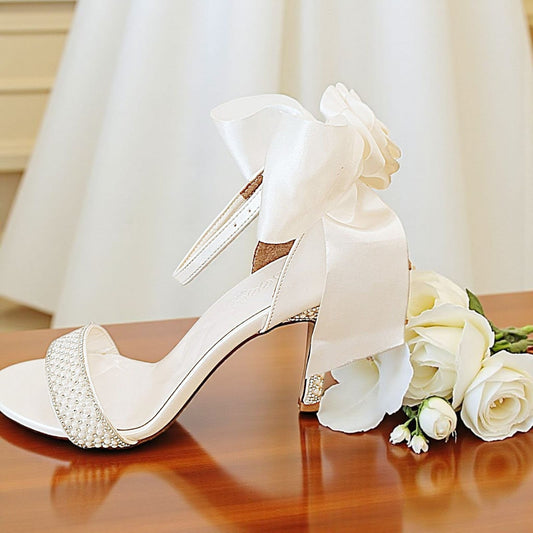 Mi-F Bridal Wedding Heels Lebanon – Pearl Bow Sandals