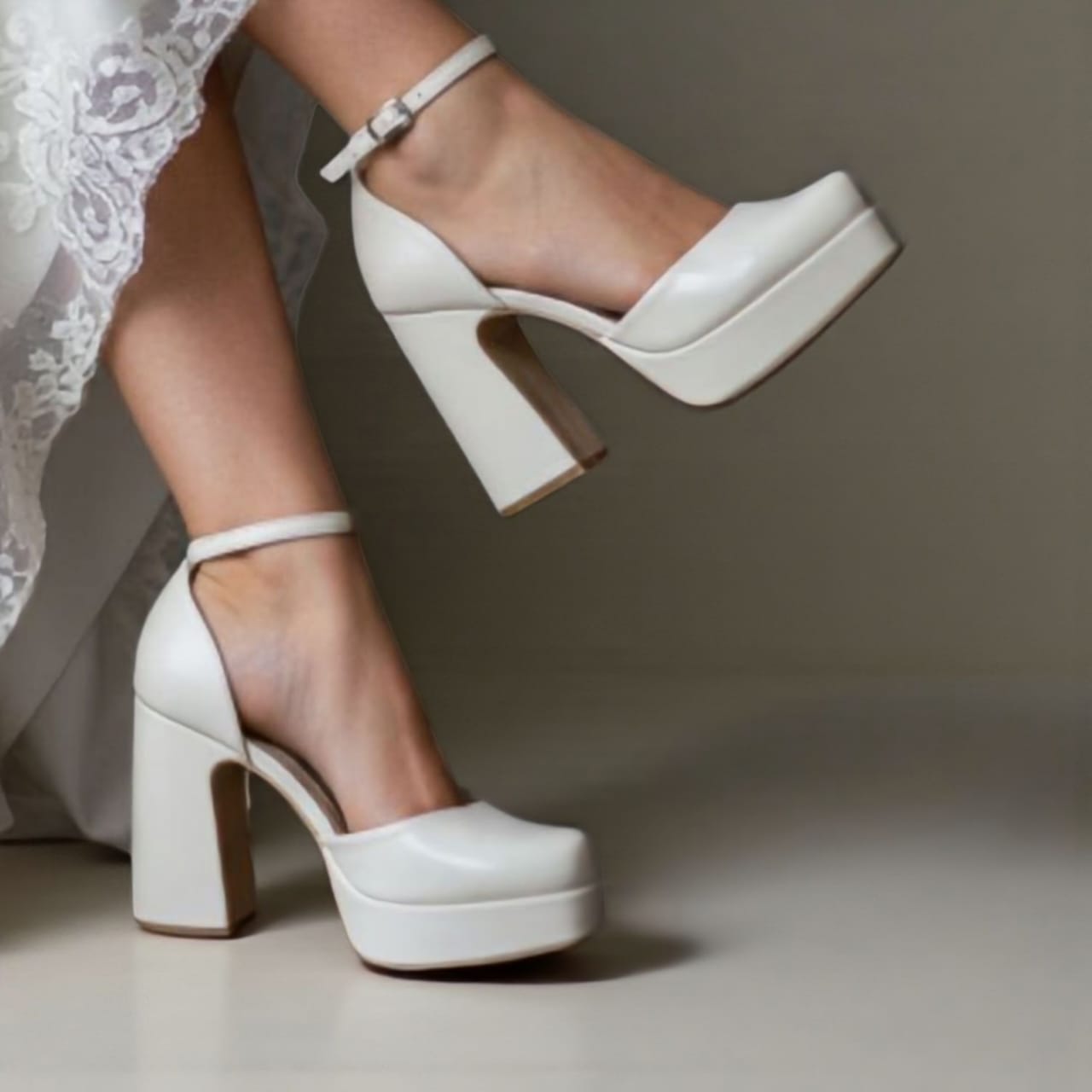 White platform high heels