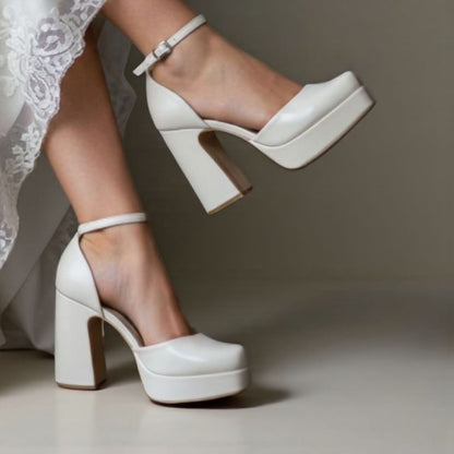White platform high heels