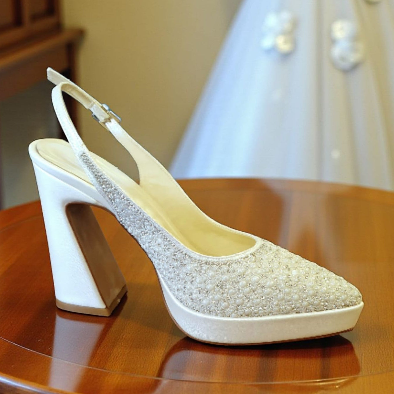 New collection Bridal Wedding Pearl White Stone Shoes Beirut Lebanon