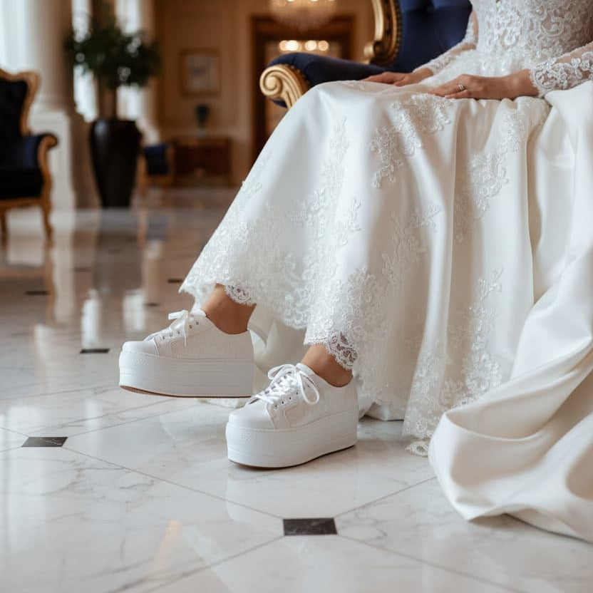 +7 cm  Bridal Platform Sneakers. Wedding Shoes Lebanon D7-3