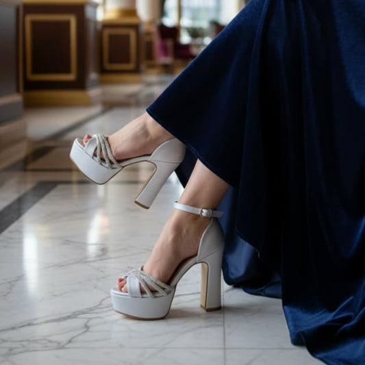 12-13 cm Satin Silver high Heel Sandal Lebanon E13-S