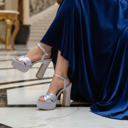 12-13 cm Satin Silver double Platform Sandal Lebanon TSSN