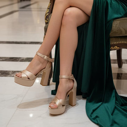 Tan High Heel Sandals