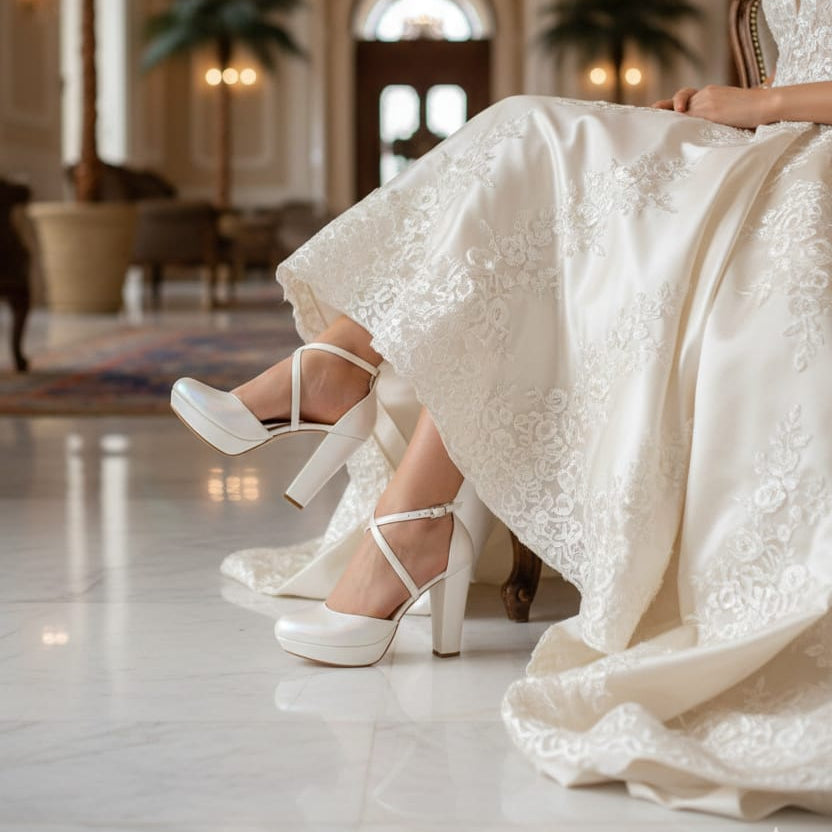11cm Pearl White Bridal Wedding Shoes Beirut