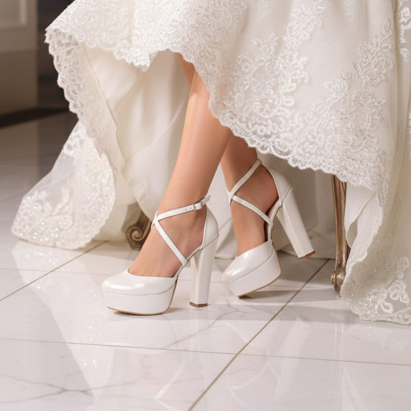 14cm Pearl White Bridal Wedding Shoes Beirut