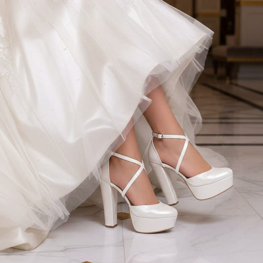 14cm Pearl White Bridal Wedding Shoes Beirut