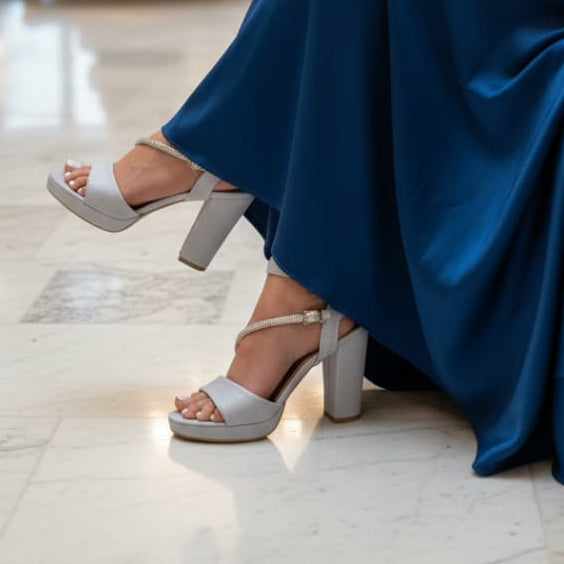 10 cm Silver Satin Sandals for Wedding in Beirut Lebanon
