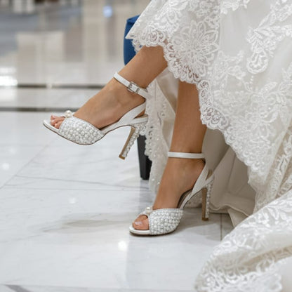 10 cm Pearl Ankle-Strap Bridal Heels |  Lebanon M10-L-O