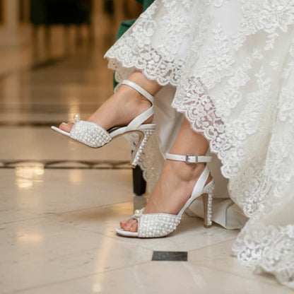10 cm Pearl Ankle-Strap Bridal Heels |  Lebanon M10-L-O