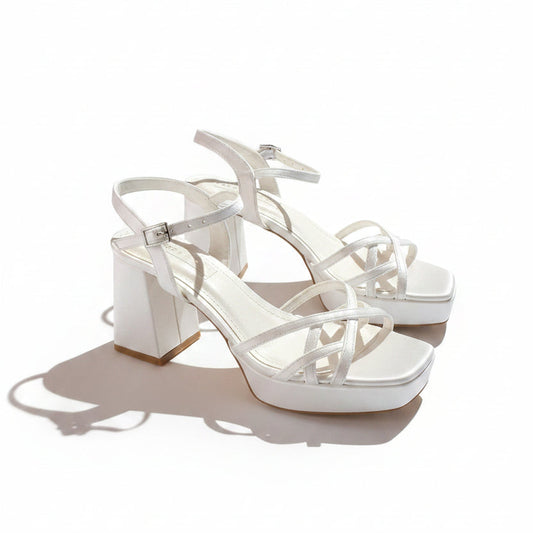 White Block high-heeled Bridal sandals Beirut Lebanon 