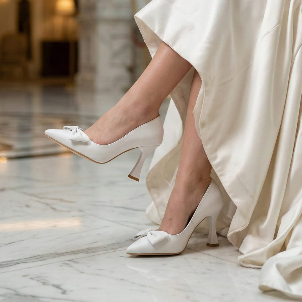 Shop for elegant white bridal shoes and comfortable wedding heels in Beirut, Lebanon.
