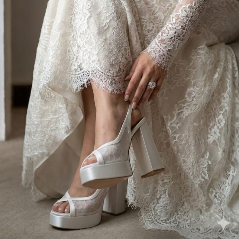 Comfortable 13cm platform wedding heels for all-day bridal wear
