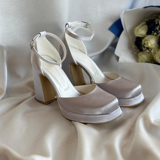most comfortable Silver satin bridal heels in Beirut Lebanon