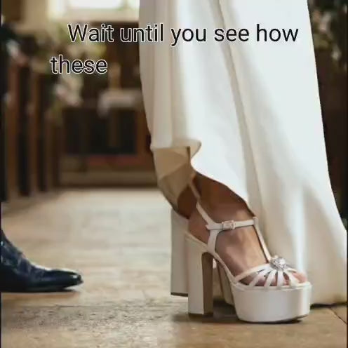 16 cm White sandal double semelle platform for Brides