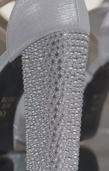 11 cm Satin Silver Heels silver Satin glitter platform