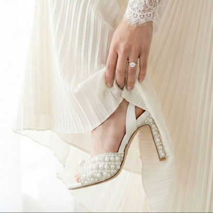 Timeless pearl wedding heels 10cm for graduation communion and baptism
