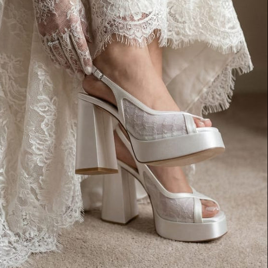 White Lily Brides luxury platform wedding shoes for Lebanese brides.