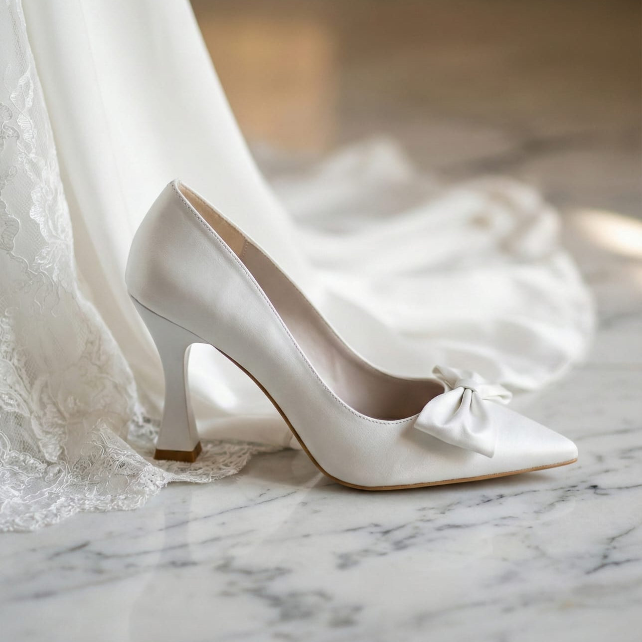 Wedding and Bridal Shoes Collection by White Lily Brides featuring luxury white heels displayed in Beirut, Lebanon.
