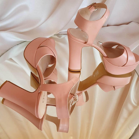more Comfy in Beirut Pink sandals platform heels Shoes in Beirut 13 cm Double Semele